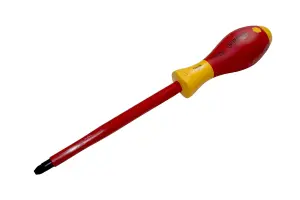 WIHA Pozidriv Electricians Screwdriver Insulated 1000v VDE Slim Fit SoftFinish Pozi PZ3 x 150mm 00880