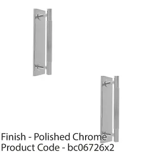 2 PACK - Lined Reeded Drawer Pull Handle & Matching Backplate Polished Chrome 168 x 40mm