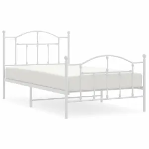 Berkfield Metal Bed Frame with Headboard and Footboard White 100x190 cm