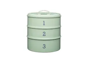 Living Nostalgia Traditonal Style 3 Tier Airtight Cake Tin Set -Sage Green