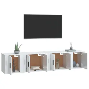 Berkfield 4 Piece TV Cabinet Set High Gloss White Engineered Wood