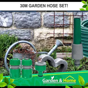 Garden Hose & Connector 4 Piece Set 30m Reinforced Pipe - Roots & Shoots