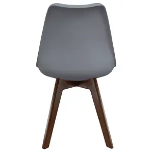 Soho Dark Grey Plastic Dining Chair with Squared Dark Wood Legs