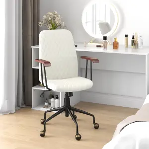 Costway Velvet Leisure Chair Adjustable Swivel Home Office Chair Rolling Computer Chair Beige