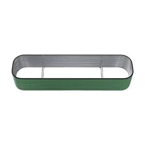 320cm W x 80cm D Light Green Bed Oval-Shaped Galvanized Steel Raised Garden Bed Outdoor Use Only