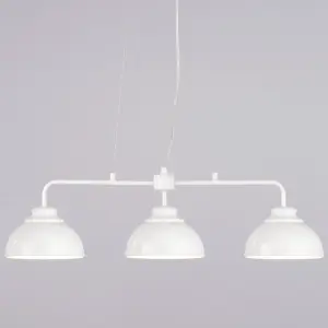 Litecraft Brooklyn White 3 Light Industrial Ceiling Pendant Bar