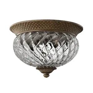 Elstead Plantation 2 Light Small Semi Flush Ceiling Light Pearl Bronze, E27