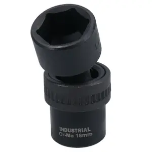 18mm 3/8in Drive Universal Swivel Wobble Metric Impact Shallow Socket