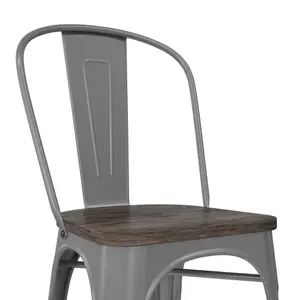 Fusion Dining Chair in Metal in Silver, 2 pieces