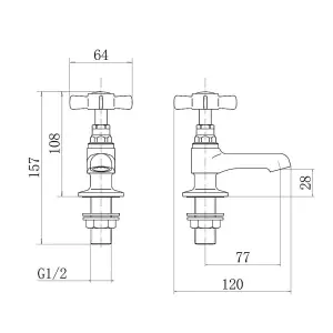 Rinse Bathrooms Basin Pair Traditional Bathroom Sink Taps Mixers Ceramic Lever Bath Tub Tap Chrome