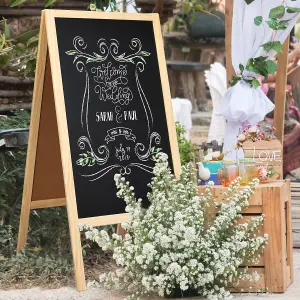 Costway Double-Sided Chalkboard Foldable Advertising Board w/ Magnetic Chalkboard Eraser for Home Cafe Restaurant Flower Shop