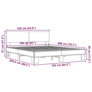 Berkfield Bed Frame without Mattress Black 160x200 cm