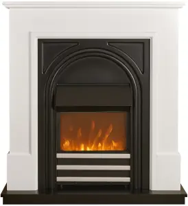 Adam Warwick Fireplace Suite In Pure White & Black Cast Effect, 36 Inch