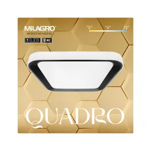 Milagro Quadro LED Ceiling Lamp  Black 40cm Stylish Modern Powerful Economical Full Remote Control