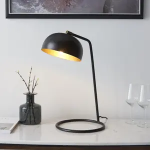 Table Lamp - Matt Black & Antique Brass Paint - 10W LED E27 - Complete Lamp