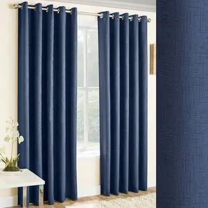 Biller Eyelet Thermal Light Reducing Curtain (Set of 2) Navy / 168cm Width x 137 cm Drop