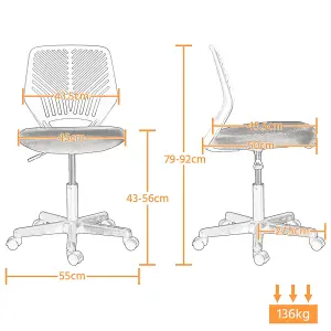 Yaheetech Ergonomic Armless Mesh Office Chair - Dark Grey