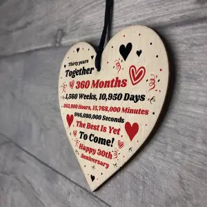 30th Anniversary Gift Husband Wife Wedding Thirty Years Mr Mrs Gift Wood Heart