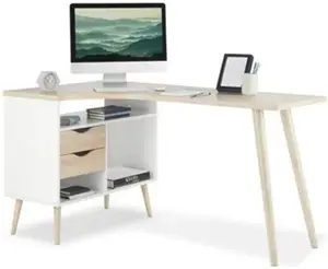 Vonhaus Computer Desk, Oak Effect Home Office Desk, Desk For Home Working/Home Study Space, Laptop Desk For Small Spaces Light