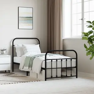 Berkfield Metal Bed Frame with Headboard and Footboard Black 90x190 cm