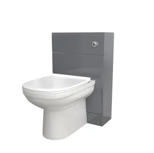 Nes Home Howard Modern 500mm Back To Wall Toilet with WC Bathroom Steel Grey