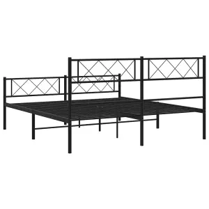 Berkfield Metal Bed Frame with Headboard and Footboard Black 135x190 cm 4FT6 Double