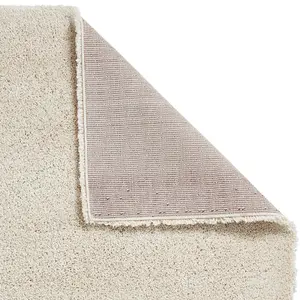 Cream Plain Shaggy Easy to Clean Modern Polypropylene Rug for Living Room Bedroom and Dining Room-120cm X 170cm