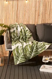 Tropical Leaf Print Polar Fleece Throw