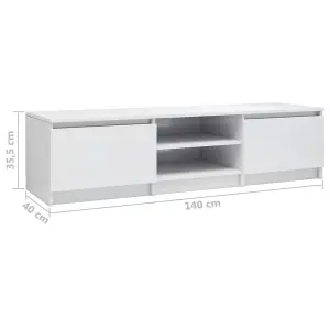 vidaXL TV Cabinet High Gloss White 140x40x35.5 cm Engineered Wood