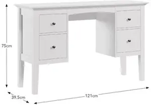 Dunelm Lynton Dressing Table, Farmhouse, White