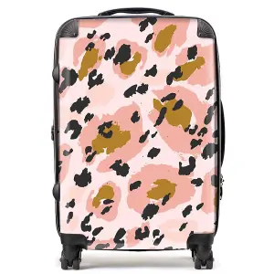 Hand Drawn Pink Leopard Print Suitcase - Medium