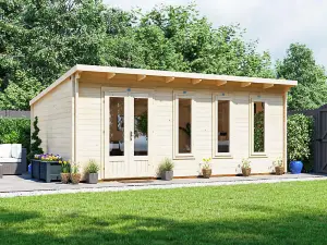 Dunster House Log Cabin Garden Office 6m x 4m Man Cave Garden Room Summerhouse Terminator (45mm)