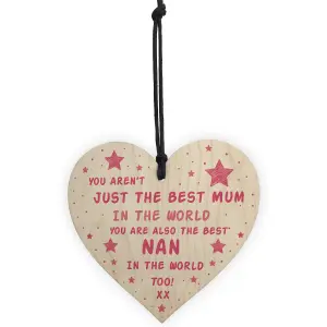 Best Mum Nan Gift For Birthday Wooden Heart Gift For Her From Grandchildren Keepsake