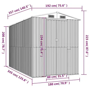 Berkfield Garden Shed Light Brown 192x357x223 cm Galvanised Steel