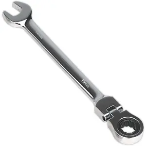 11mm Flexible Ratchet Combination Spanner with Chrome Vanadium Steel and Hinged Ring Head