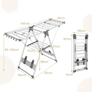 Costway 2-Layer Foldable Clothes Drying Rack Adjustable Clothes Hanger W/Shoe Holder