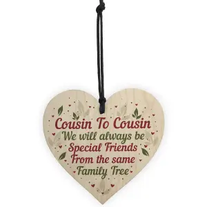 Red Ocean Cousin Family Gifts Christmas Birthday Gift For Cousin Handmade Wooden Hanging Heart Thank You Gift For Boys