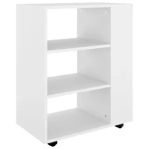 Berkfield Rolling Cabinet White 60x35x75 cm Engineered Wood