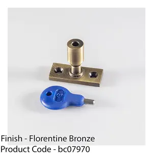 Locking Casement Window Stay Pin Holder 28.5mm Fixing Centres Florentine Bronze