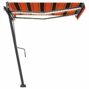 Berkfield Manual Retractable Awning with LED 350x250 cm Orange and Brown