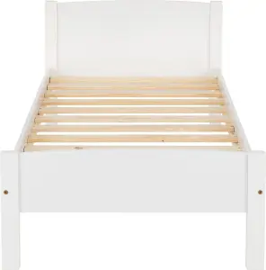 Amber bed 3ft  single frame in white with LAMINATED SLATS