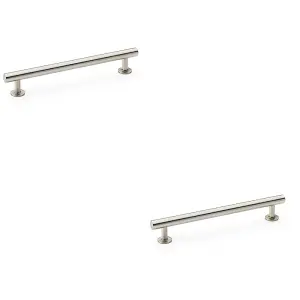 2 PACK - Round T Bar Pull Handle - Satin Nickel - 160mm Centres SOLID BRASS Drawer Door