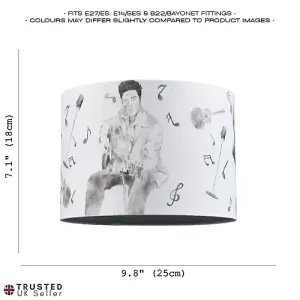 Elvis Presley Themed Linen Lampshade with Famous Poses and Guitars Musical Notes