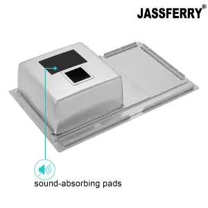 JASSFERRY Kitchen Sink 1.2 mm Stainless Steel Single Bowl Righthand Drainer Square Strainer