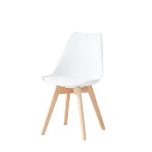 Millhouse Set of 4 Dining Chair Solid Wood Legs with Cushioned Pad for Lounge Office Dining Kitchen White M801302