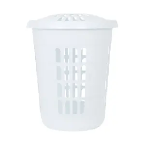 Wham 2 Piece Casa Plastic Laundry Basket & Hamper Set Ice White