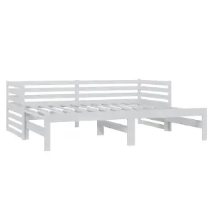 Berkfield Pull-out Day Bed White Solid Pinewood 2x(90x200) cm