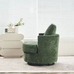 Chenille Swivel Armchair with Back Cushion Pillow Thick Foam Pad, Green