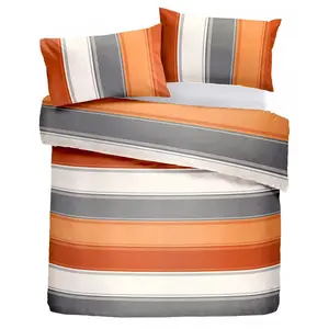 Polyester Striped Duvet Cover Set with Pillowcases Spice / Single Duvet Cover