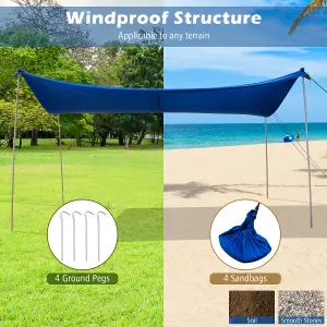 Costway 3 x 3 m Beach Canopy Shields Large Outdoor Picnic Tent Sun Shelter w/ 4 Sandbags